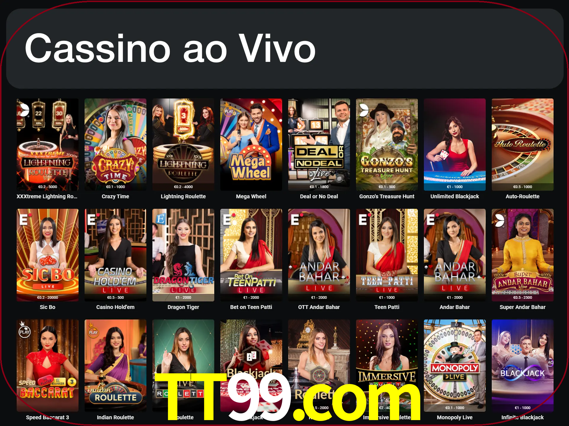 Jogue jogos de cassino com um verdadeiro dealer.