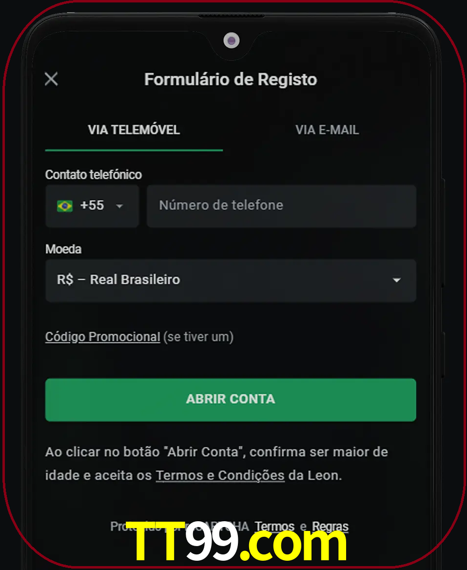 Abra o aplicativo e inicie o processo de registro.